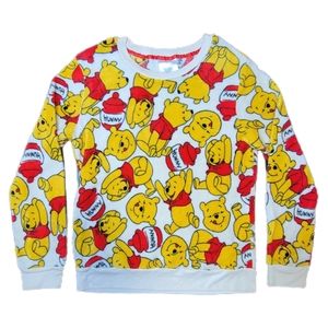 DISNEY Winnie the Pooh Bear Poly Fleece Unisex Size L All Over Print SOFT